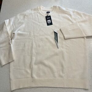 Gap Men's Wool Blend Pullover Regular Fit Crewneck‎ Sweater White 3XL NWT
